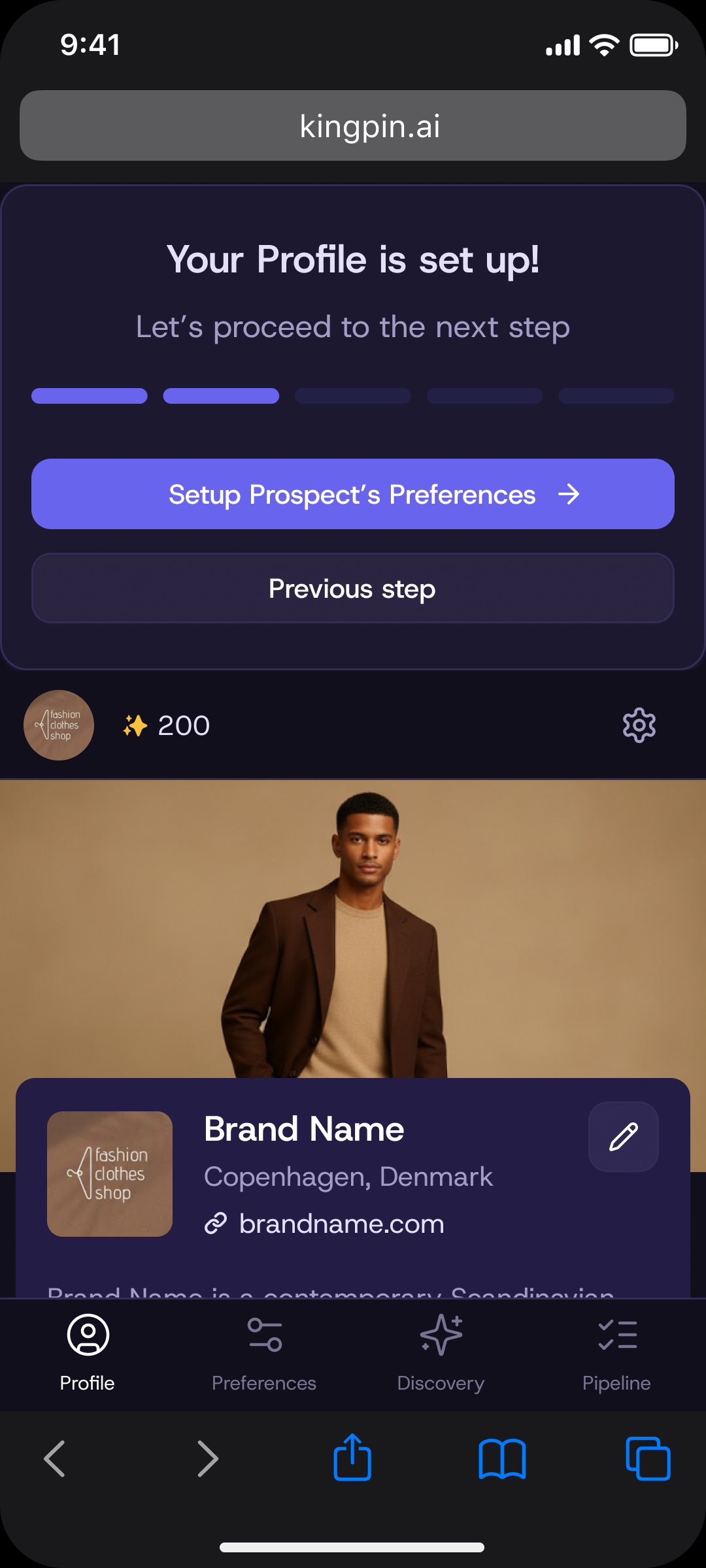 AI-generated profile, ready to confirm