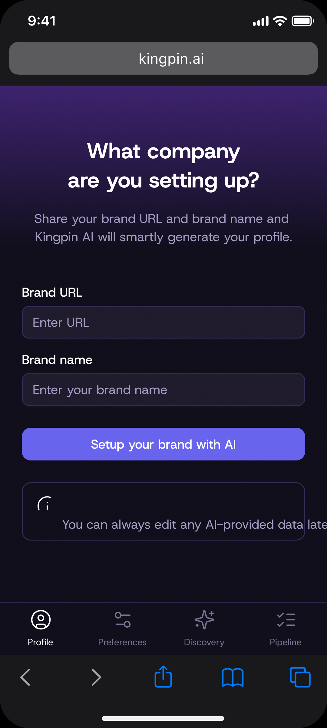 Set up the brand from a URL